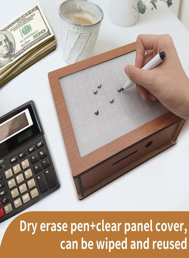 YATIME Money Box with Counter,Reusable Cash Vault Wooden Savings Box with 500 1000 2000 3000 5000 10000 Money Saving Target,Wooden Coin Money Bank for Kids Adults - Image 3